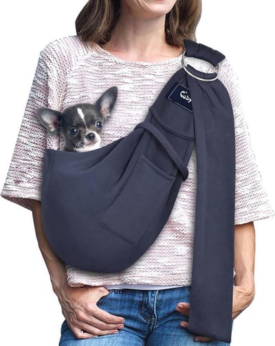 Cuby Draagzak voor honden en katten, handsfree omkeerbare draagtas voor huisdieren, zacht buidel- en draagtasontwerp, geschikt voor puppy's, kleine honden, katten, voor buiten (groen, verstelbare riem