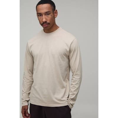 Essentieel Regular Fit Shirt Met Lange Mouwen | Stone | Size Small