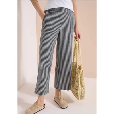 7/8 Wide Legs broek in seersucker stof