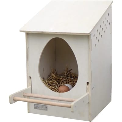 Houten Pluimvee Legnest – 30x29cm – Legbak Kippen tot 2 KG – Leghok – Broedplaats – Voor Buiten – Ophangbaar – Met Ventilatiegaten en Zitstok– Schuin Dak – Open Deksel