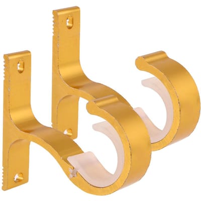 2 Stuks Gordijnroede Beugel Aluminiumlegering Dikke Enkele Montagebeugel Heavy Duty Metalen Gordijnroede Ondersteuning Houder ( Roos ) goud