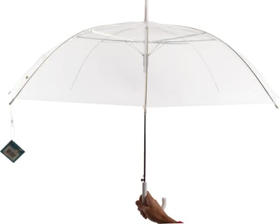 Transparante Koepelparaplu | Stijlvol en Functioneel Bescherming tegen Regen -Auto Open - ø 85 cm - Big Cloche Wit