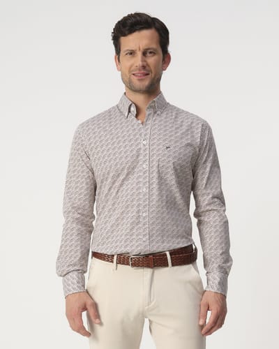 Campbell Casual Overhemd Otter Brown Heren
