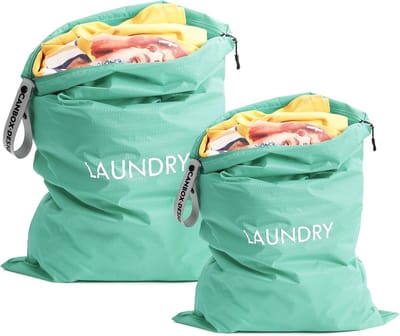 SnelShoppen - 2 Stuks Waterdichte Reiswaszak met Rits, 2 Maten, Vouwbare Vuilwaszak, Wasopslagzak voor Thuis, Vakantie, Camping, Reizen