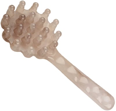 Schelpvormige Hoofdmassage Kam – Lange Handgreep Hars Massage Kam voor Hoofdmassage, Scalp Massager, Meridian Schrapen en Ontspannende Huidmassage - Grijs