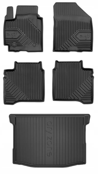 Frogum Voordeelset - Premium Automatenset No.77 + Dry Zone Kofferbakmat - Geschikt voor Suzuki Baleno II Hatchback (vanaf 2015) - Hoge laadvloer - TPE Rubber - Zwart
