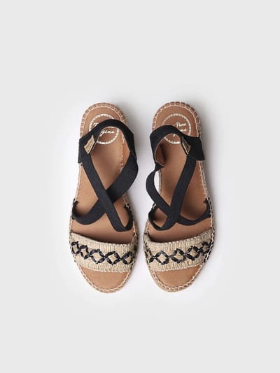 Dames sandaal met sleehak van jute | SUSA-BN