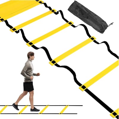 Behendigheidsladder - Fitnesshulpmiddel - Stapcoördinatie Verbeteren - Vaste breedte ontwerp - 6 meter lang - Zwart
