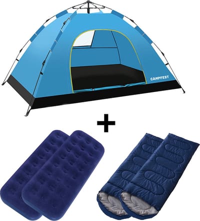 Campfest - Luchtbed - Slaapzak - Tent - Tweepersoons - Kamperen - Festival camping - Kampeerset - 5-delig