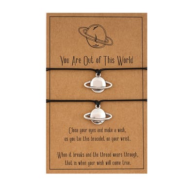 Bixorp Friends Vriendschapsarmbandjes voor 2 met Zilverkleurige Planeten - BFF ArmbandMeisjes - Best Friends Armband Vriendschap Cadeau voor Twee