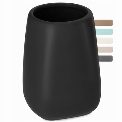 Badkamerbeker, tandenborstelbeker van keramiek, badkamercup, tandenborstelhouder, waterbeker, mat (zwart 2)