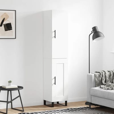 vidaXL - Hoge - kast - 34,5x34x180 - cm - bewerkt - hout - wit