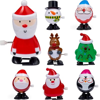 8 Wind-Up Kerstspeelgoed voor Kinderen - Adventskalender, Feestjes, Verjaardagen, Cadeautjes, Sokkenvullers