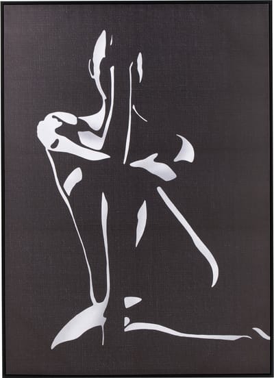 J-Line wanddecoratie Vrouw - canvas/hout - wit/zwart