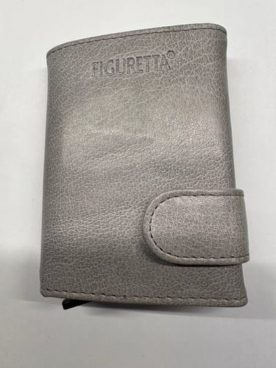 Figuretta© Leren Cardprotector - Pasjeshouder - Creditcardhouder met papier en muntgeldvak - Triple Fold- grijs