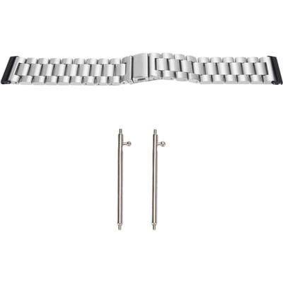 Roestvrijstalen Horlogeband met Verstelbare Metalen Polsband Dubbele Gesp 24mm Snelontgrendeling zilver