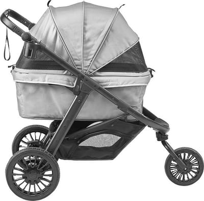 Luxe Inklapbare Hondenbuggy – Hondenwagen – Grote Hond – Comfort – 3 Wiel – Tot 35KG – Inclusief Veiligheidsriem – Dubbele Rem – Grijs