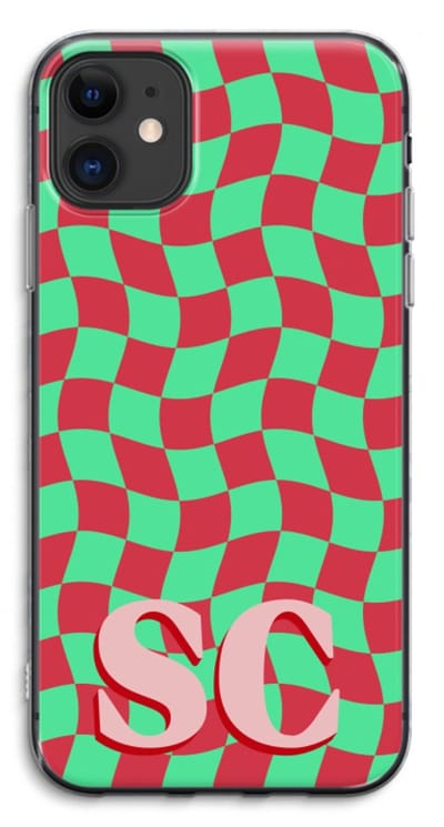 Gepersonaliseerd - Case Company® - Hoesje geschikt voor iPhone 11 hoesje - Grid Monogram - Soft Cover Telefoonhoesje - Bescherming aan alle Kanten en Schermrand