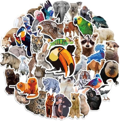 Kleurige en waterdichte dierenstickers - 200 stickers voor kinderen, waterfles, verzamelalbums en feestaccessoires