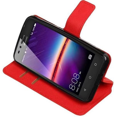 Cross Pattern TPU Bookstyle Wallet Case Hoesjes Geschikt voor Huawei Y3II Rood