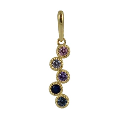 New Bling 9NBSAM-G210070 Gouden Hangertje - Dames - Verschillende Steentjes - Agaat - Amathist - Aquamarijn - Safier - 13,5 x 4,1 mm - Bedel - 14 Karaat - Goud