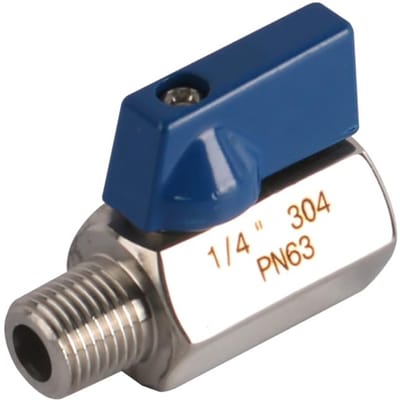 Mini kogelklep 1/4 inch NPT - roestvrij staal - eenvoudige bediening - ideaal voor afsluitingen - ShopVlot