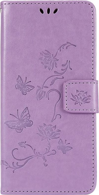 Shop4 - Geschikt voor Samsung Galaxy S20 FE Hoesje - Wallet Case Bloemen Vlinder Paars
