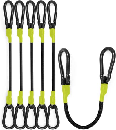 Bungee Koorden met Haak - Elastische Spanners Spanbanden - Bagage Vastzetten - Versterkte Karabiners - 61 cm - Zwart/Geel