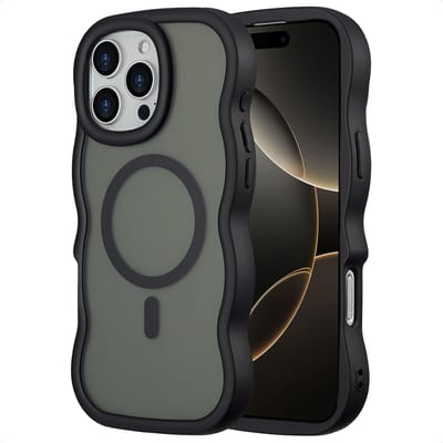 Selencia Wavy Case - Golvend Hoesje geschikt voor Apple iPhone 16 Pro Max - Zwart