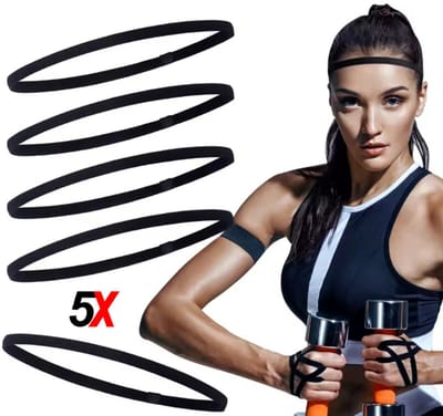 Actie4you® - Set van 5 Haarbanden - Sporthaarband - Elastisch - Hoofdband - Zweet Absorberend - Anti-Slip – Unisex - Zwart