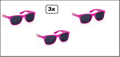 3x Bril Blues brother fuchsia - Carnaval Bril movie festival thema feest fun party zonnebril
