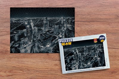 Puzzel Zwart-wit foto van het stadslandschap van het Colombiaanse Bogota - Legpuzzel - Puzzel 500 stukjes