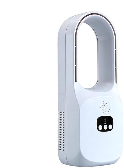LISM - Bladeloze torenventilator, kleine ventilator, op batterijen werkende reisventilator | Draagbare miniventilator met koel- en verwarmingsstanden.