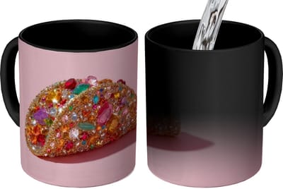 Magische Mok - Foto op Warmte Mokken - Koffiemok - Taco - Kleurrijk - Edelstenen - Goud - Magic Mok - Beker - 350 ML - Theemok