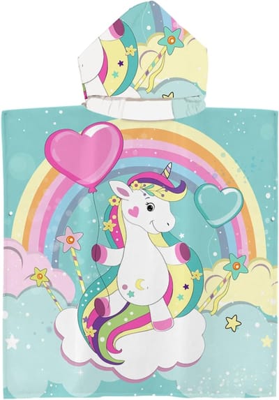 Unicorn Bad Poncho voor Kinderen - Badhanddoek met Capuchon voor Meisjes en Jongens - Ideaal voor Strand en Zwembad, 60 x 60 cm