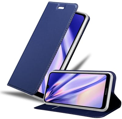 Cadorabo Hoesje geschikt voor Huawei Y7 2019 / Y7 PRIME 2019 in CLASSY DONKER BLAUW - Beschermhoes met magnetische sluiting, standfunctie en kaartvakje Book Case Cover Etui