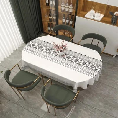 Couverture de Table à manger ovale, imperméable, résistante à l'huile, sans lavage, résistante aux brûlures, tissu de couverture en PVC, nouvelle nappe pliable pour la maison 138x180cm