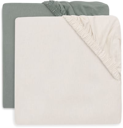 Jollein Hoeslaken Ledikant - 70/75x140/150cm - Jersey - Sea Green/Ivory
