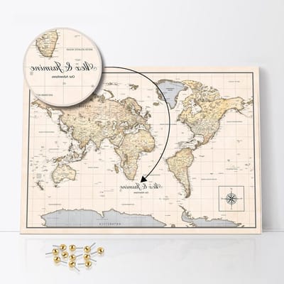 Gepersonaliseerde Wereldkaart - Prikbord Kaart - Reizen Plannen - Handgemaakte Decoratie - 120 x 80 cm - Kurk