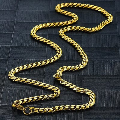 Cuban Link Heren Ketting Goud kleurig - Staal - 5mm - Dikke Schakels - Kettingen - Schakelketting - Papa Cadeau Voor Mannen - Vaderdag