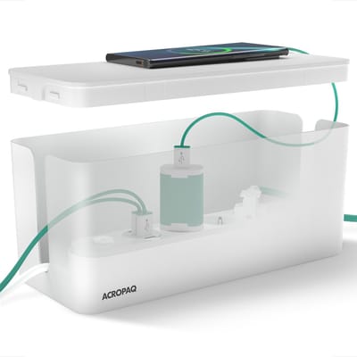 ACROPAQ Kabelbox – 32 x 13,2 x 12,7 cm, Anti-slip, Wit – Kabelbox voor snoeren wegwerken, Cablebox, Kabelopbergdoos