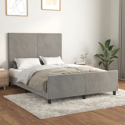 vidaXL - Bedframe - zonder - matras - 140x190 - cm - fluweel - lichtgrijs