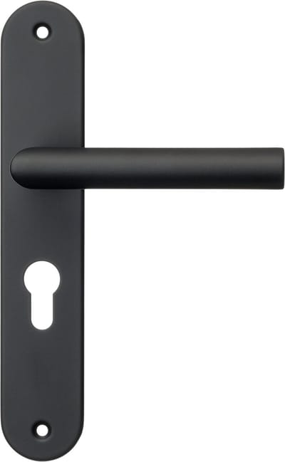 Ostiumhome® Belluno - Deurklink met Cilindergat - Mat Zwart - op Schild - Rond - Complete Set