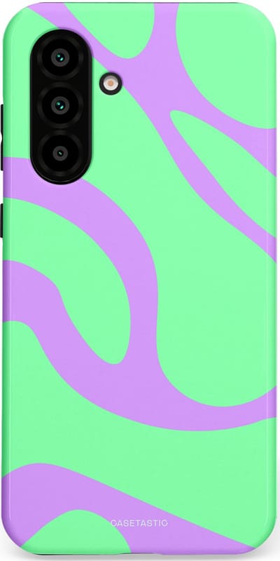 Casetastic Hoesje Geschikt voor Samsung A56 / A36 - Stijlvolle Beschermende Duo-layer Case - Pastelgolven Mint-Lila