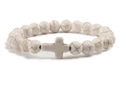 Sorprese armband - Cross Bead - armband heren - kruis - kralen - marmer - 20 cm - cadeau - Model M