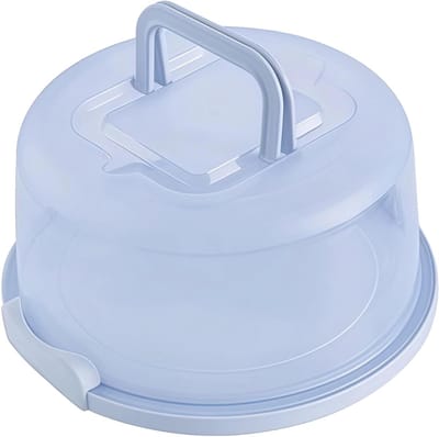 Transparante taartstandaard van stevig plastic voor verjaardagstaarten, ideaal voor meerlagige taarten, met deksel en handvat voor eenvoudig transport