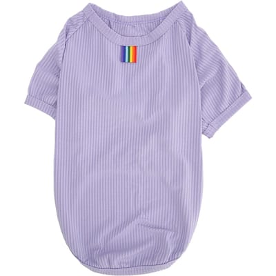 Hond T-shirt Zacht Ademend Hoge Stretch Korte Mouw Puppy Kleding voor Lente Zomer Paars L M(for 4-6.5kg) white