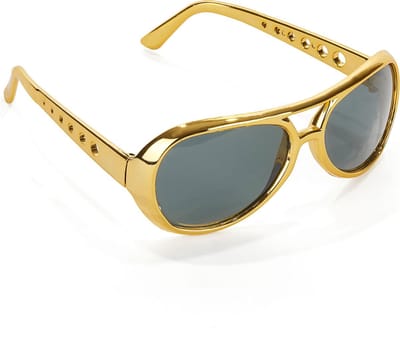 Smiffys - Elvis Shades Kostuum Bril - Goudkleurig