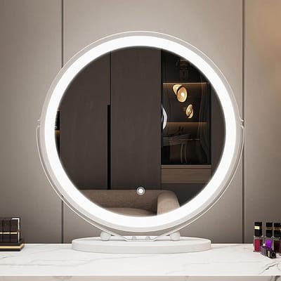 Make-up spiegel - Verlichte spiegel - Schoonheidsroutine - 360 graden draaibaar - 34 x 30 cm - Wit
