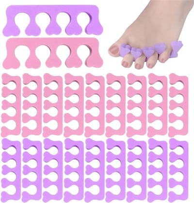 Toe Separator 20 stuks - Zacht foam - Roze en paars - Voor comfortabele pedicure - ShopVlot